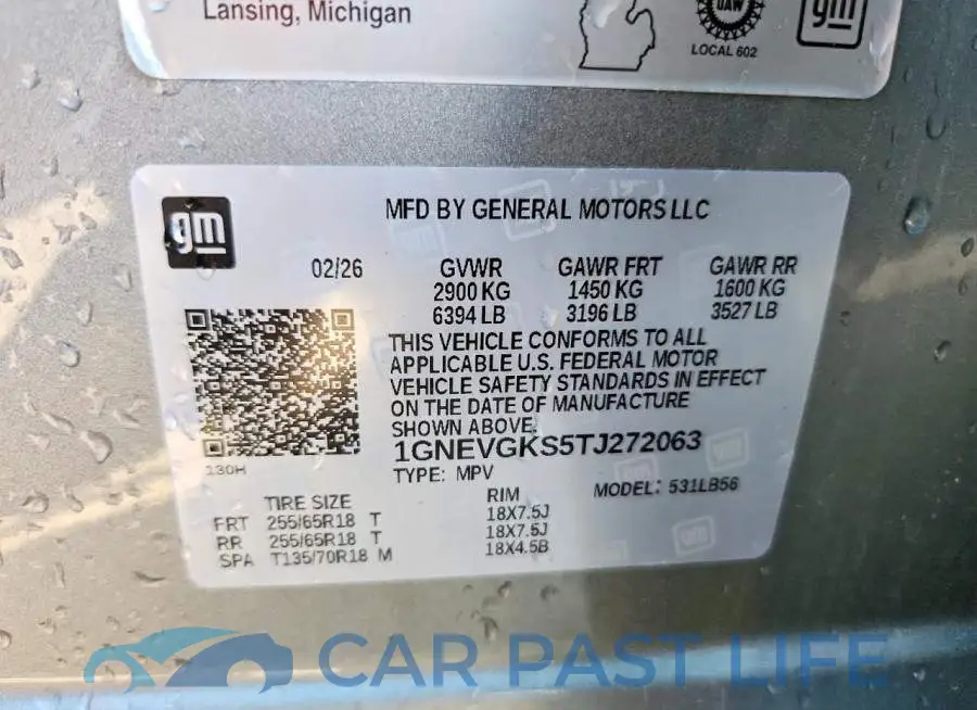 1GNEVGKS5TJ272063# 14