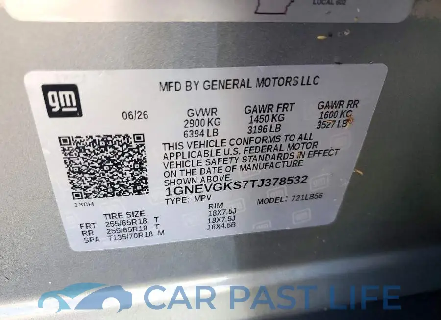 1GNEVGKS7TJ378532# 13
