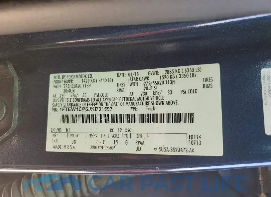 1FTEW1CP6JKD31593# 12
