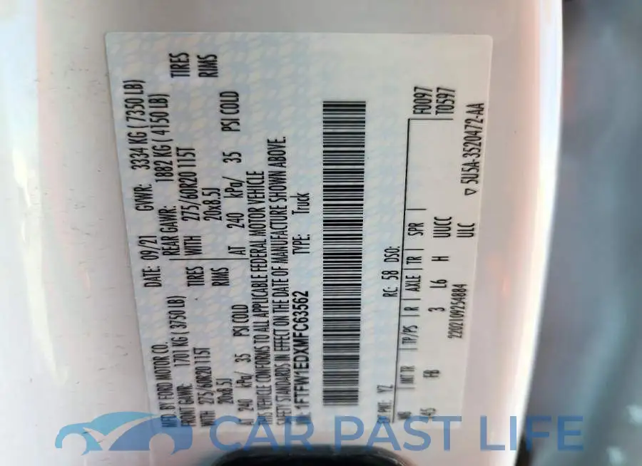 1FTFW1EDXMFC63562# 12