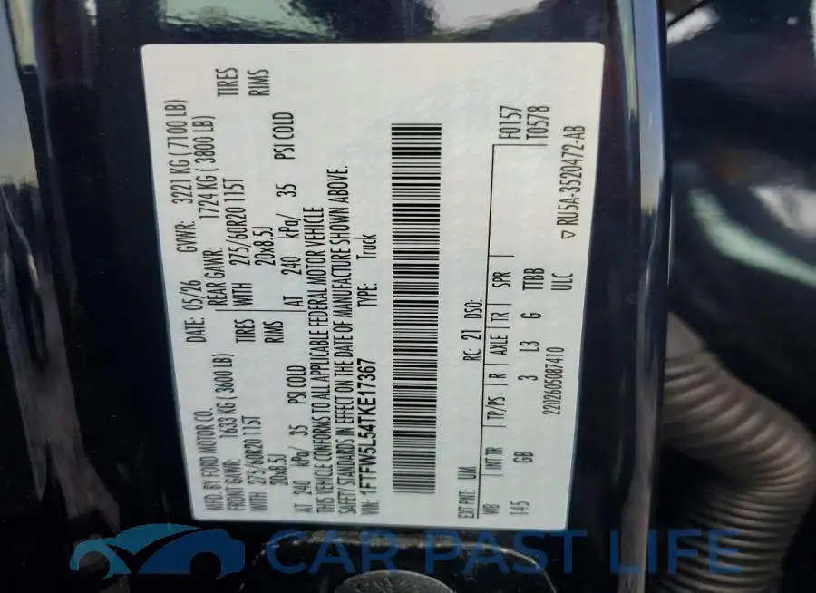 1FTFW5L54TKE17367# 12
