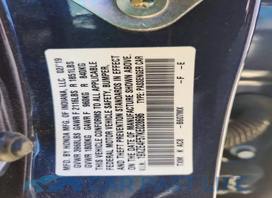 19XZE4F57KE028696# 13