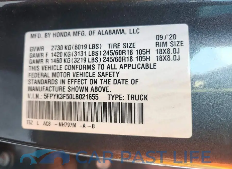 5FPYK3F50LB021655# 13
