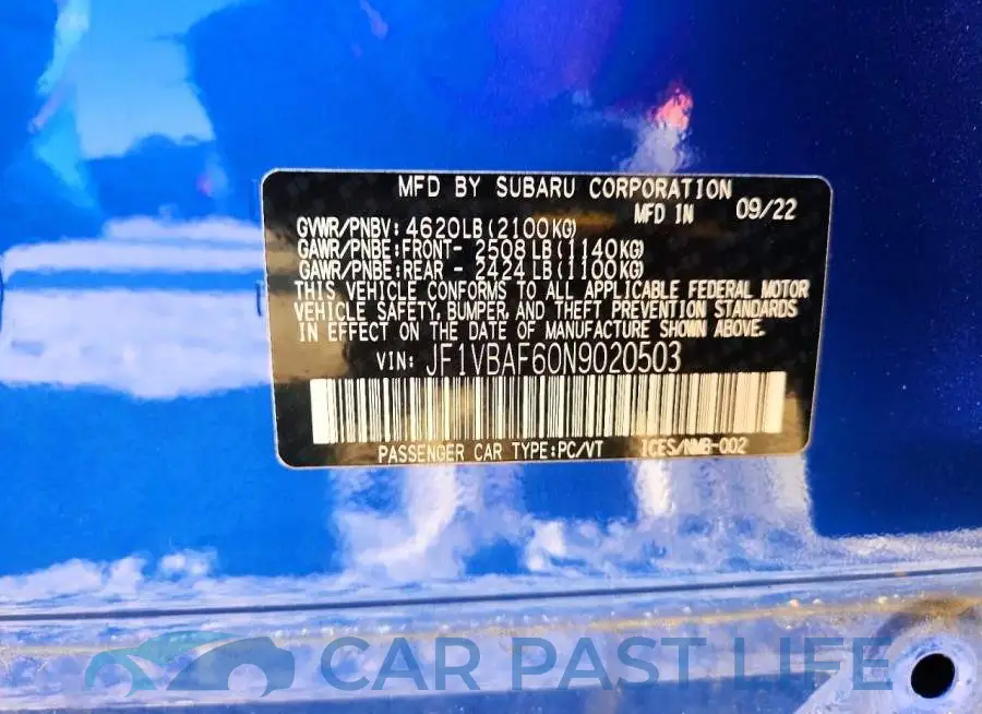JF1VBAF60N9020503# 13
