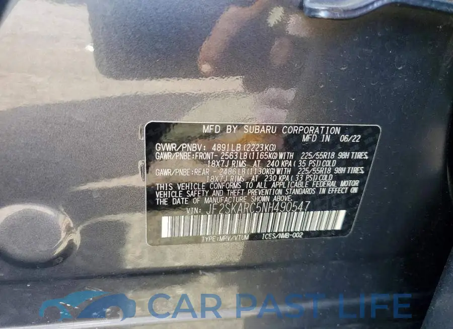 JF2SKARC5NH490547# 12