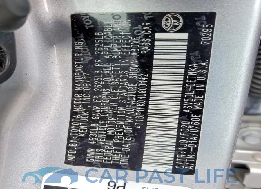 4T1BF1FK0HU800142# 12