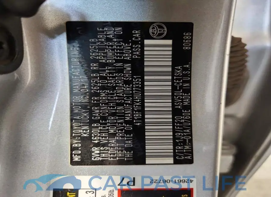 4T1BF1FK4HU773351# 12