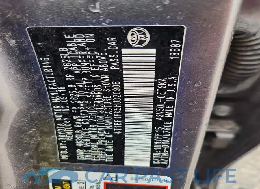 4T1BF1FK5HU320906# 12