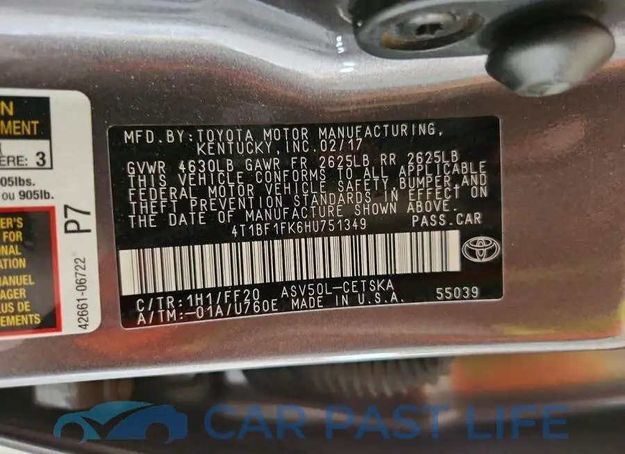 4T1BF1FK6HU751349# 12