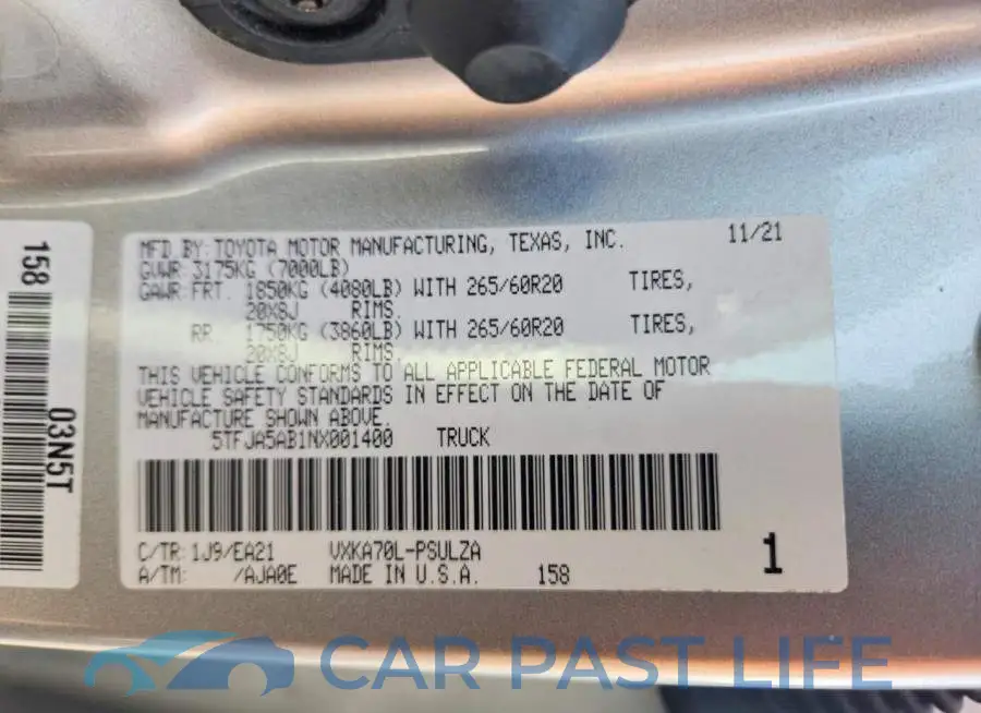 5TFJA5AB1NX001400# 12