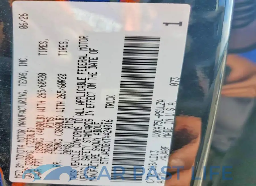 5TFJA5DBXTX424016# 12