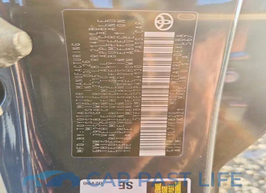 5YFB4MDE5TP434130# 13