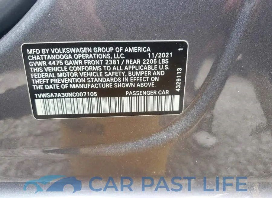 1VWSA7A30NC007105# 12
