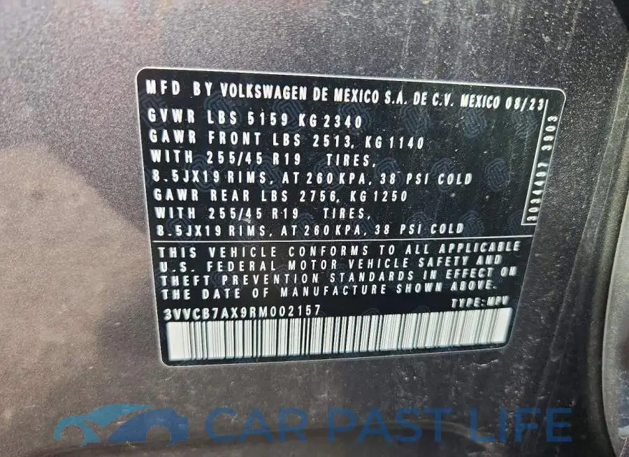 3VVCB7AX9RM002157# 13