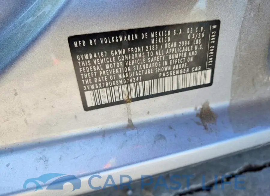 3VW5X7BU6SM074241# 12