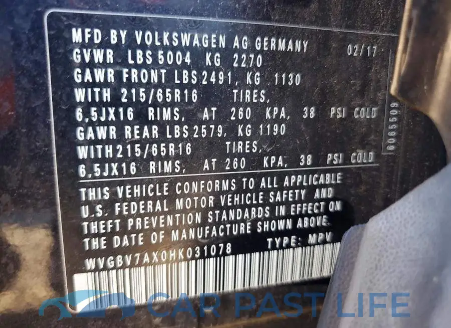 WVGBV7AX0HK031078# 13
