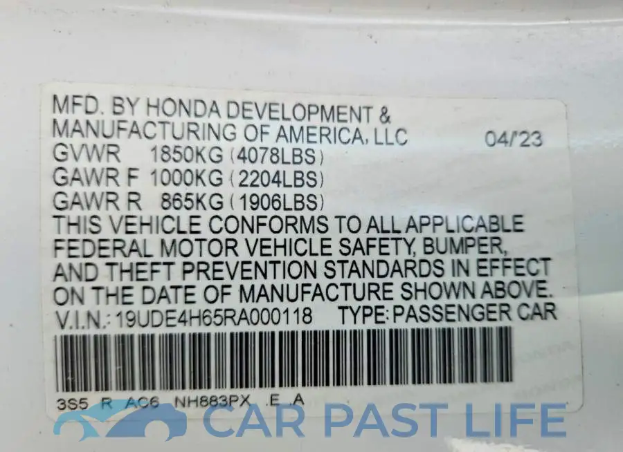 19UDE4H65RA000118# 12