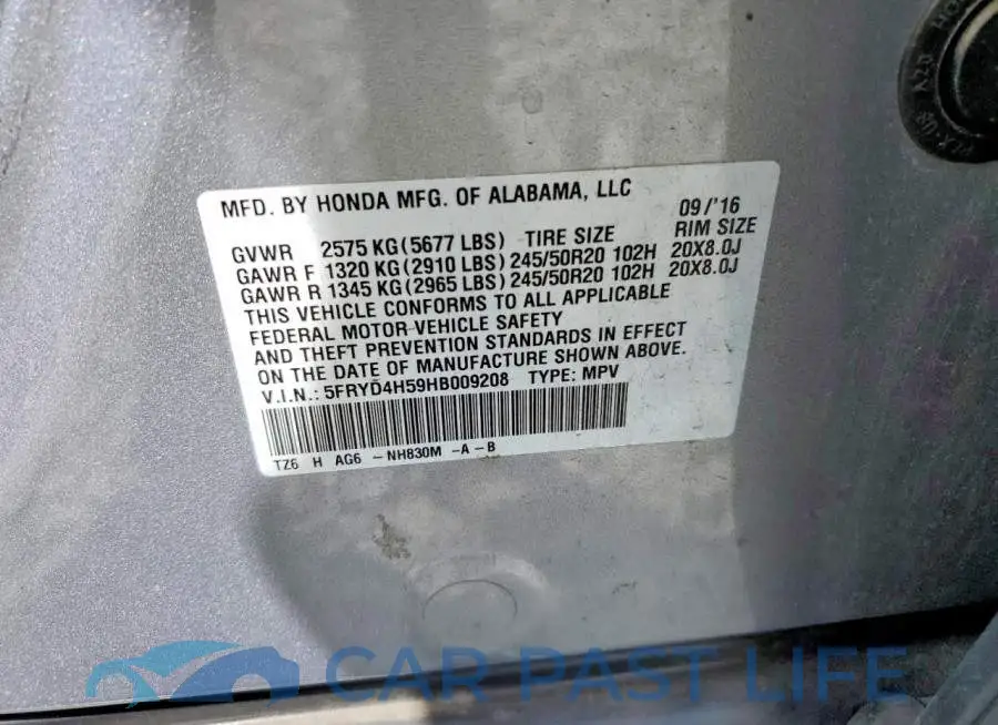 5FRYD4H59HB009208# 14
