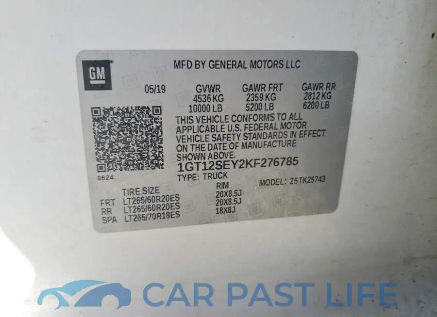 1GT12SEY2KF276785# 12