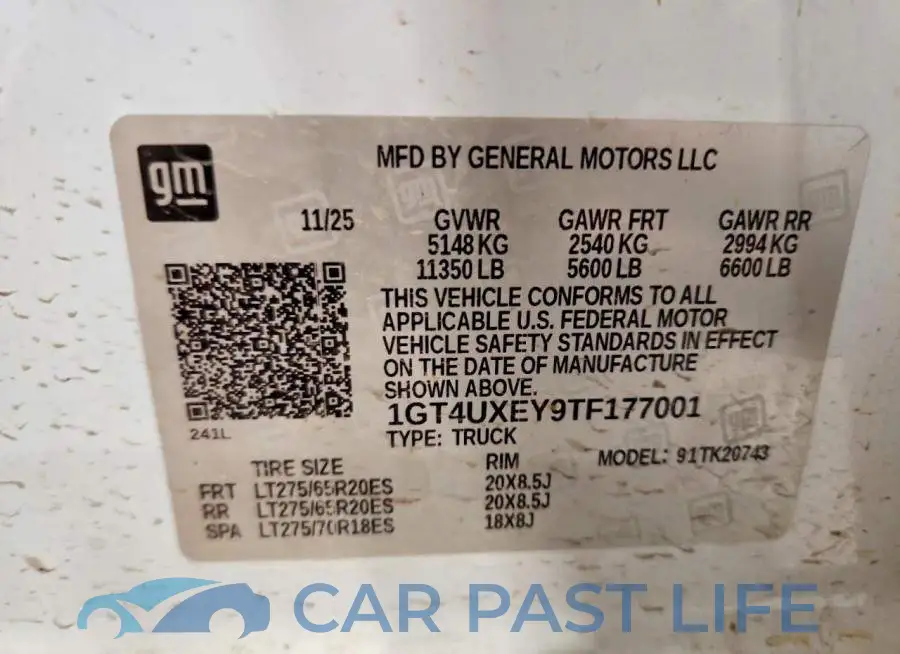 1GT4UXEY9TF177001# 12