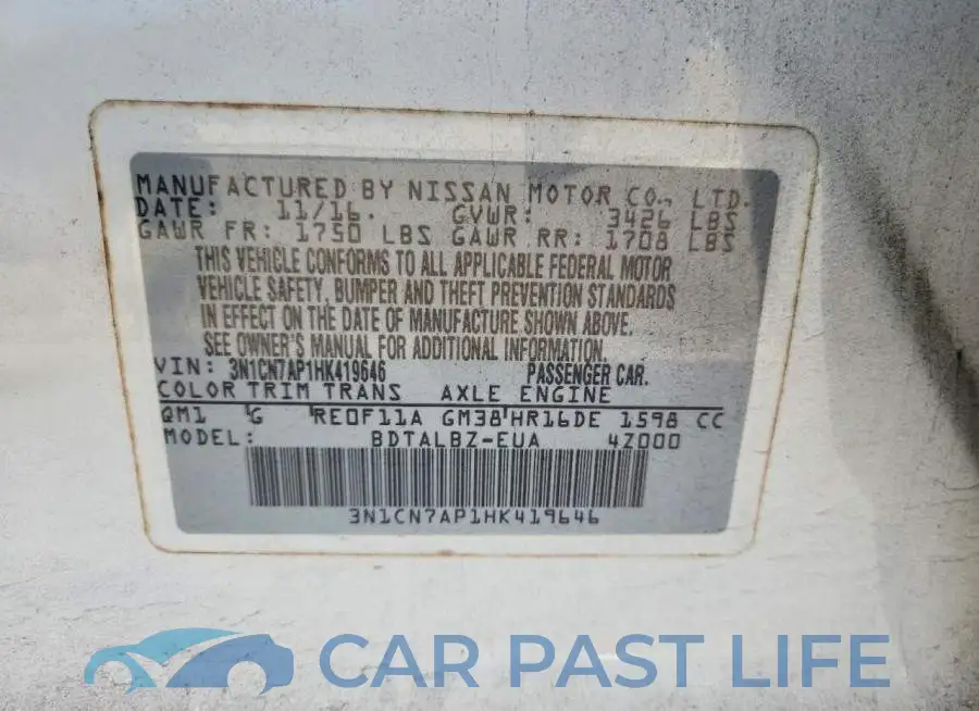 3N1CN7AP1HK419646# 13