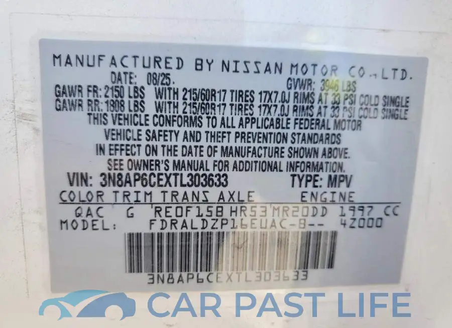 3N8AP6CEXTL303633# 14