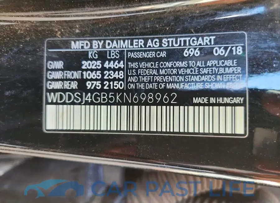 WDDSJ4GB5KN698962# 12