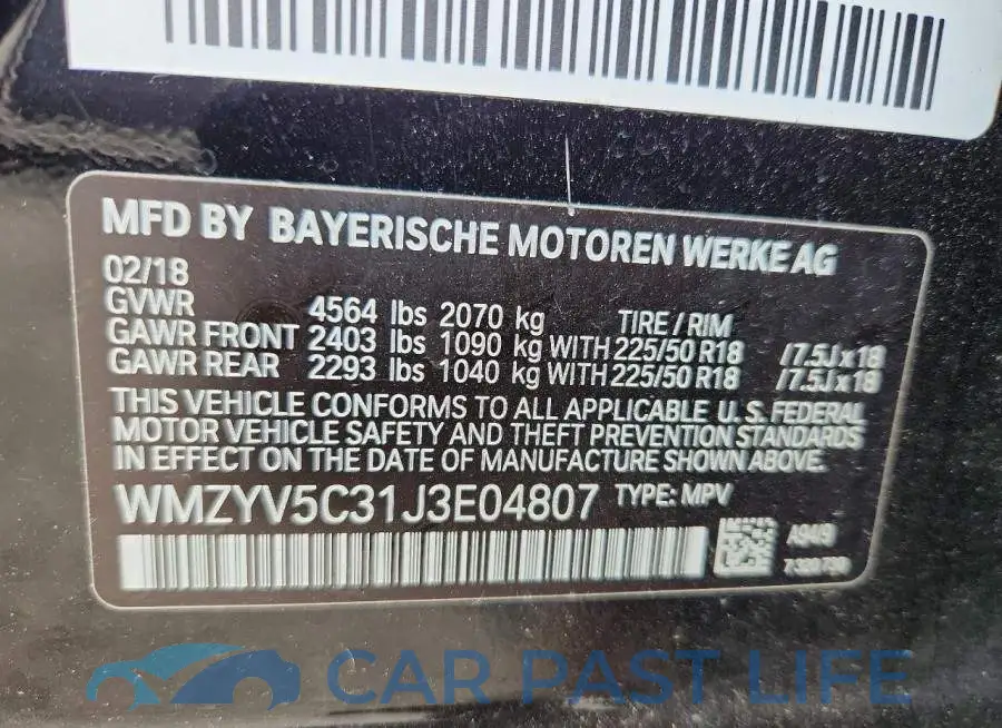 WMZYV5C31J3E04807# 13