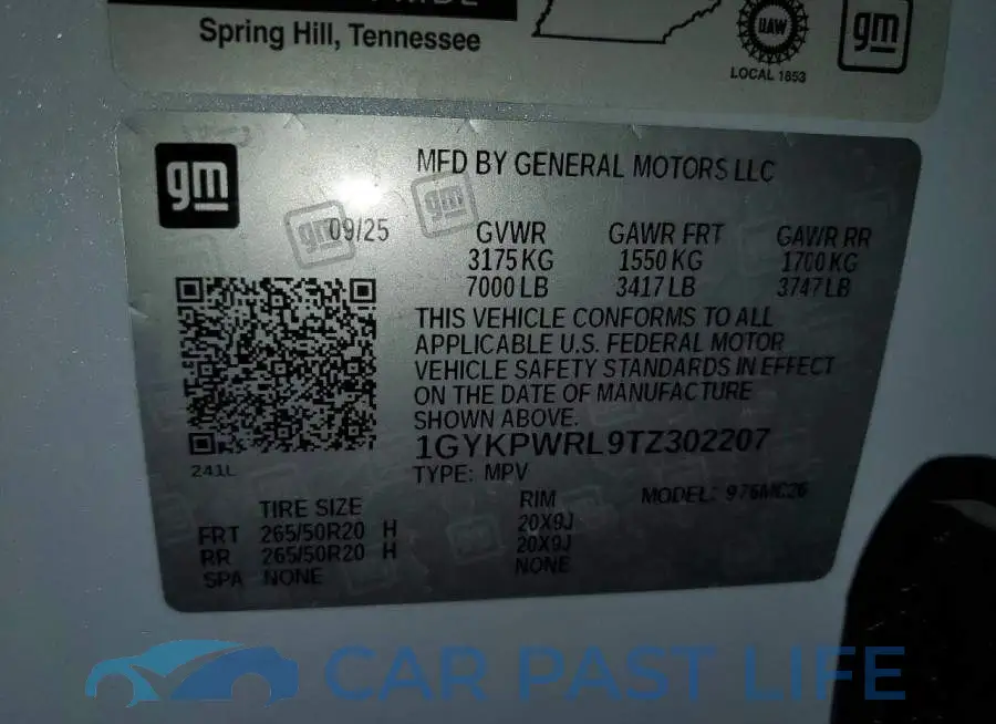 1GYKPWRL9TZ302207# 13