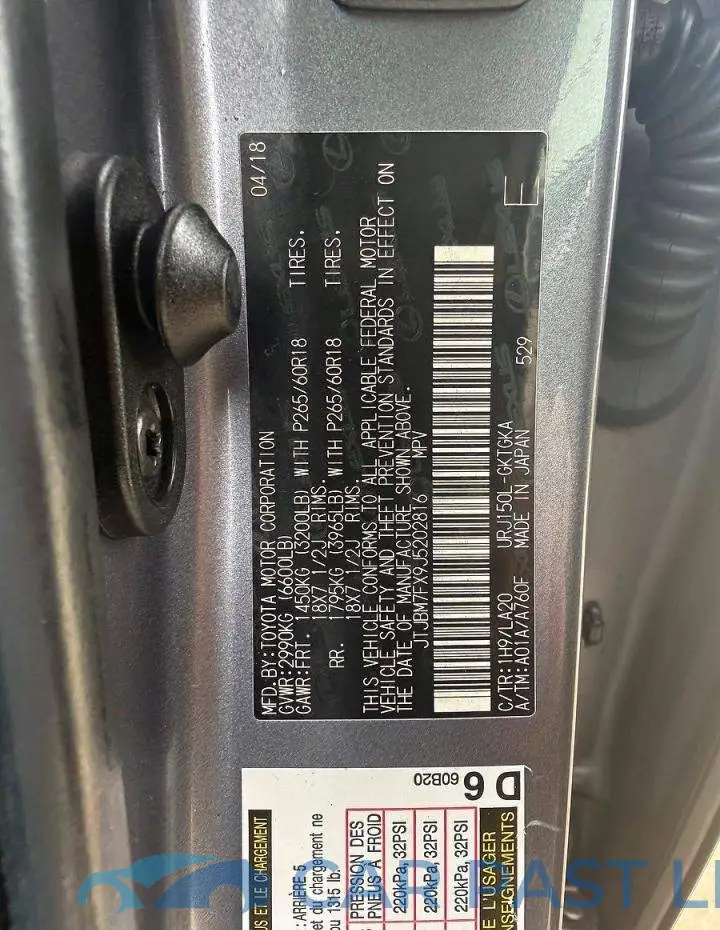 JTJBM7FX9J5202816# 10