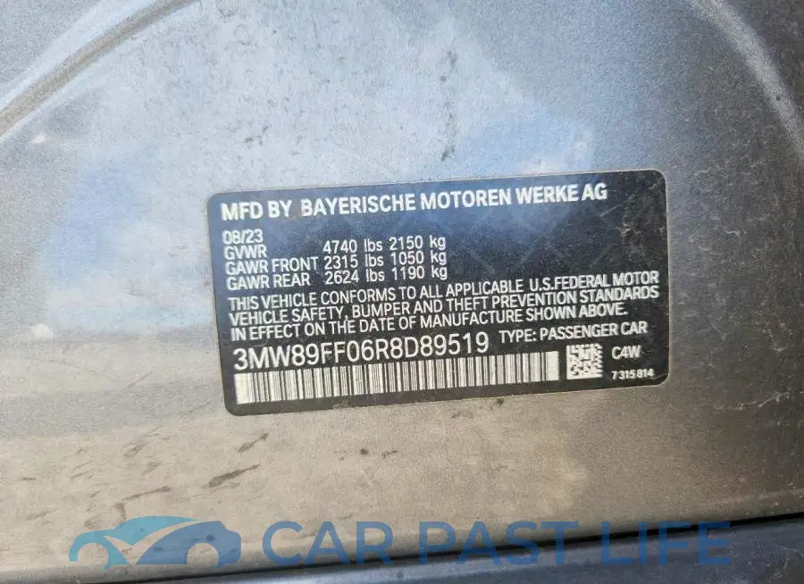 3MW89FF06R8D89519# 12