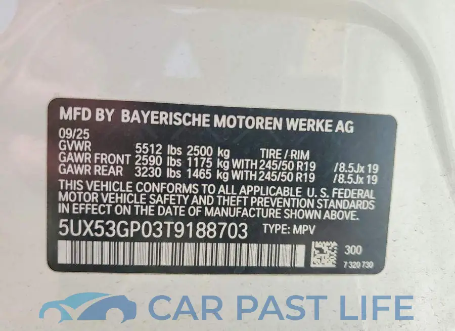 5UX53GP03T9188703# 12