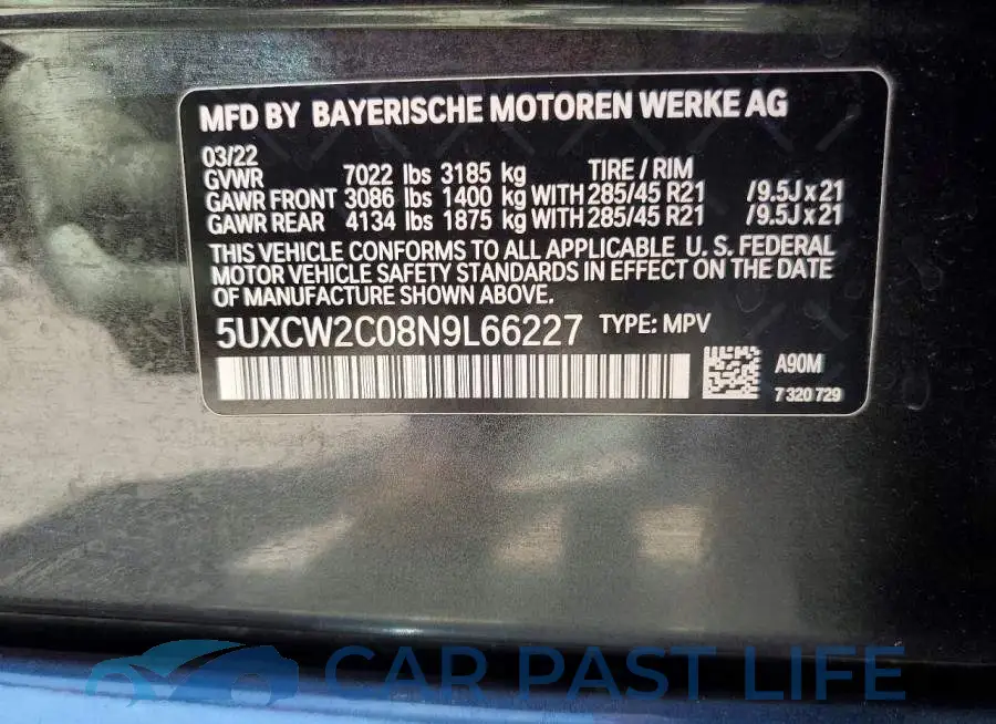 5UXCW2C08N9L66227# 13