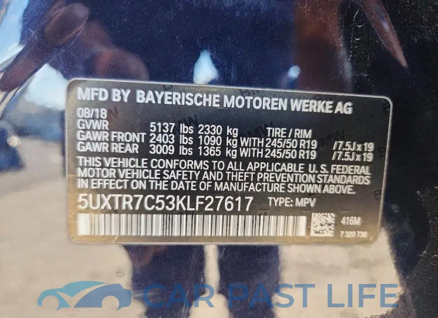 5UXTR7C53KLF27617# 12