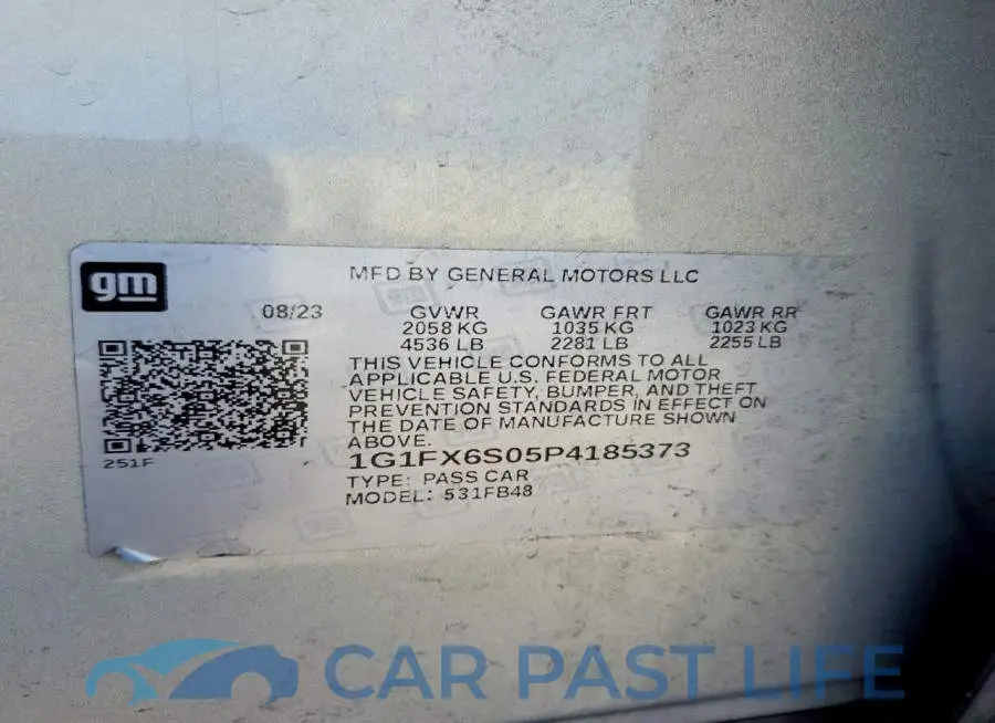 1G1FX6S05P4185373# 12