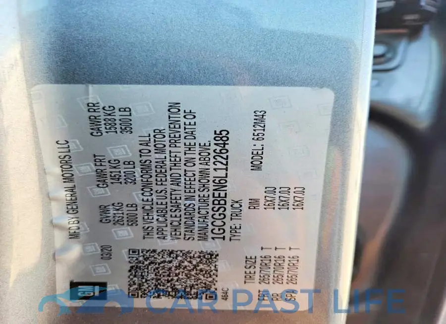 1GCGSBEN6L1226485# 12