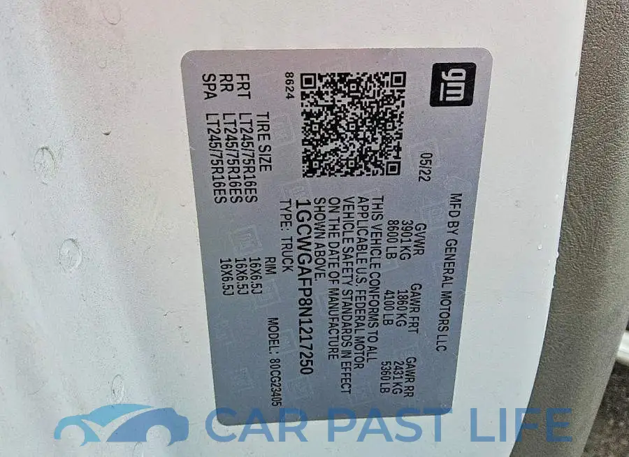 1GCWGAFP8N1217250# 12