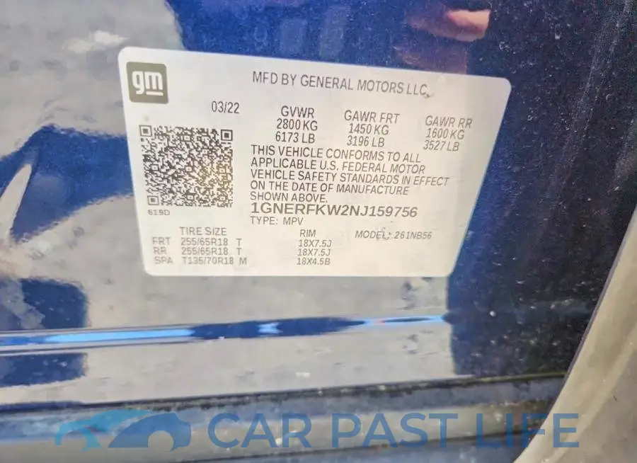 1GNERFKW2NJ159756# 13