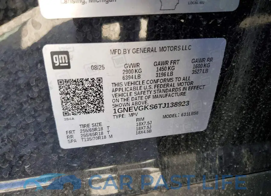 1GNEVGKS6TJ138923# 12