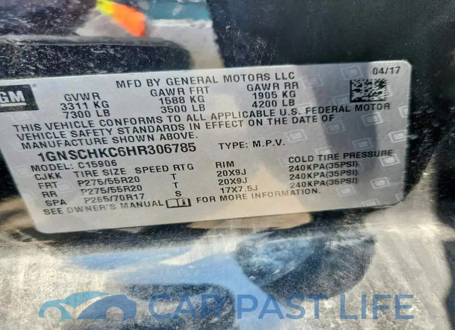 1GNSCHKC6HR306785# 14