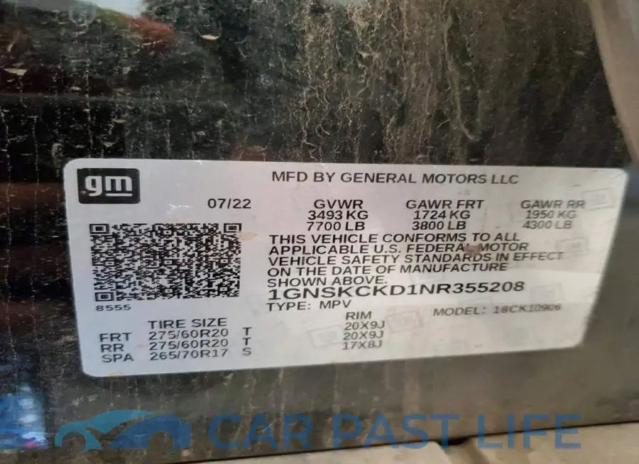 1GNSKCKD1NR355208# 14