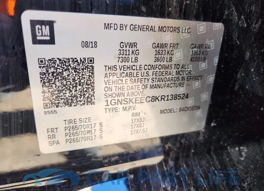 1GNSKEEC8KR138524# 13