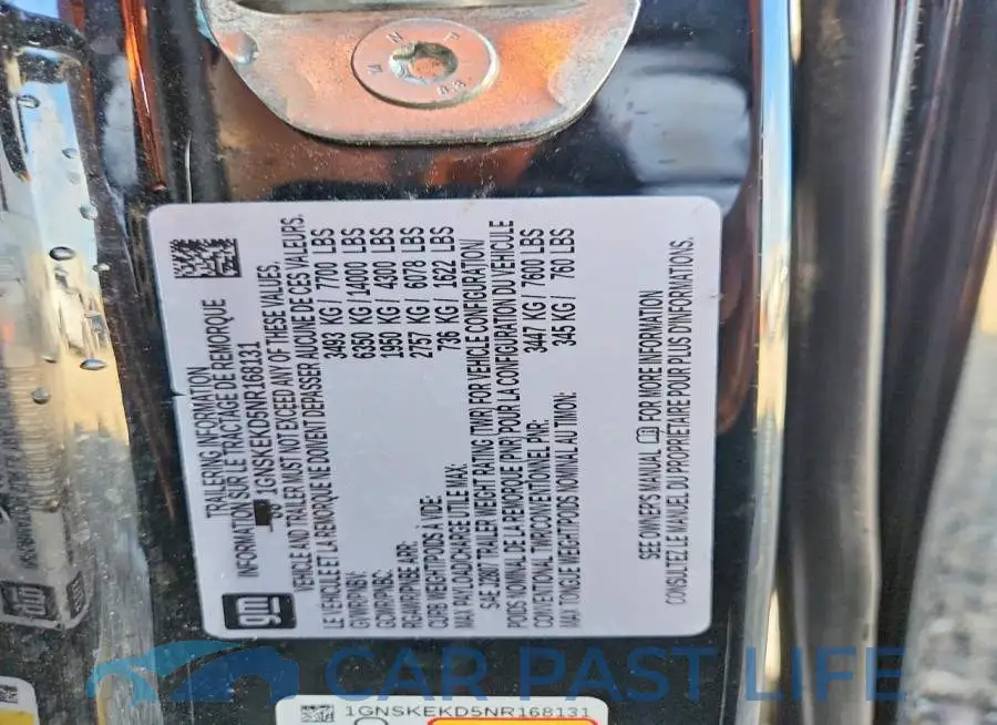 1GNSKEKD5NR168131# 14