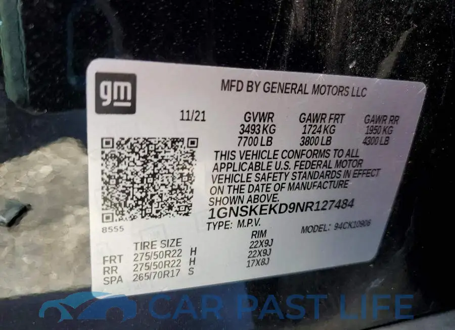 1GNSKEKD9NR127484# 13
