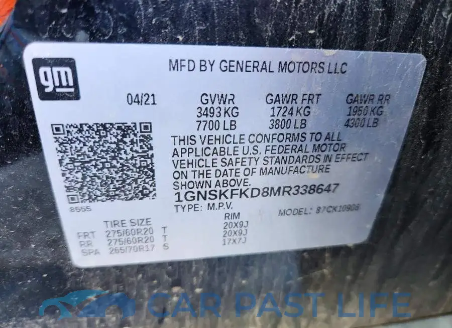 1GNSKFKD8MR338647# 13