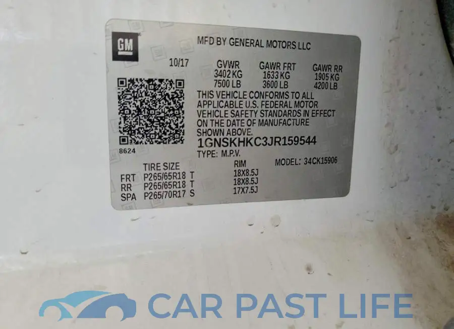 1GNSKHKC3JR159544# 13