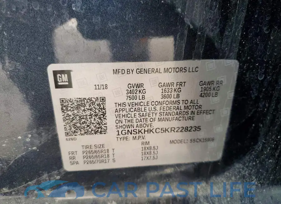 1GNSKHKC5KR228235# 13