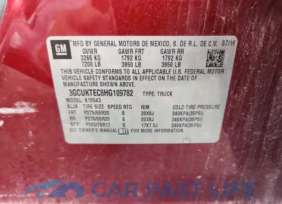 3GCUKTEC8HG109782# 12