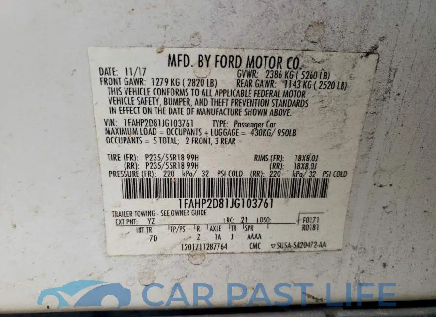 1FAHP2D81JG103761# 12