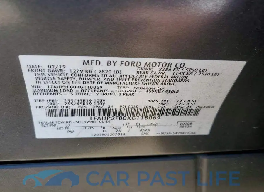 1FAHP2F80KG118069# 12